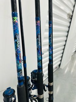 Lot of3 )Tsunami  Fishing Rod and tsunami Shockwave SWP550 Reel Combo Set