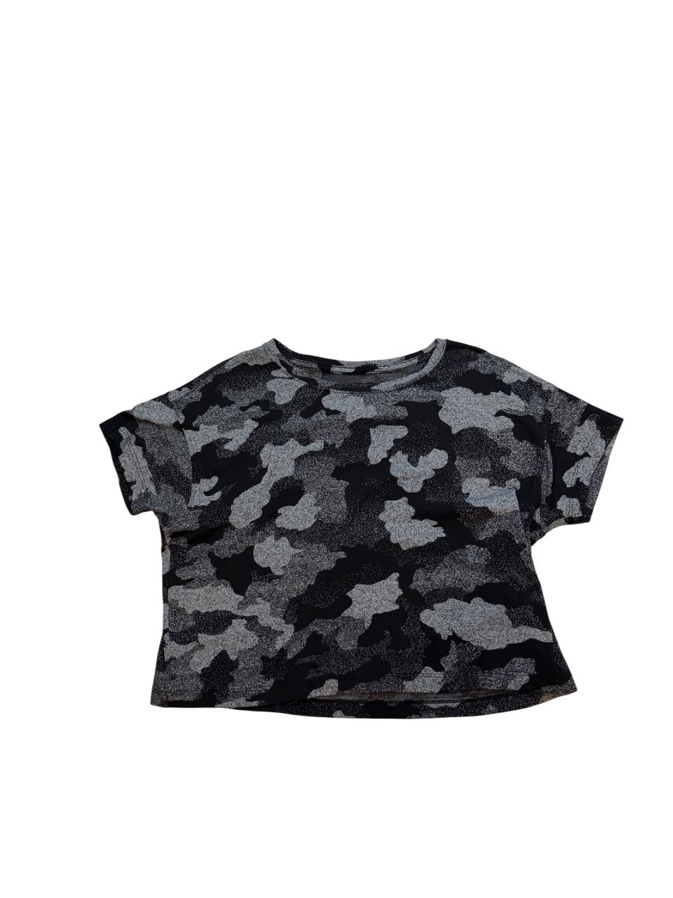 Lululemon Cates Training Tee Crop Light Lion Size 4/6 Heritage Speckle Camo Gray