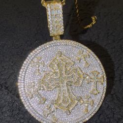 Moissanite Cross Pendant Fully Iced Out 