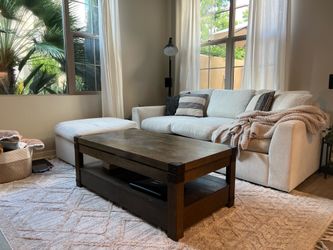 Ashley Furniture Signature Design T846-9 Burladen Rectangular Lift Top Cocktail Table Washed Gray Brown Finish