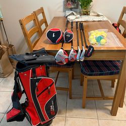 UNISEX JUNIOR TGA PREMIER GOLF SET+STAND GOLF BAG/5 CLUBS/BALLS AND TEES