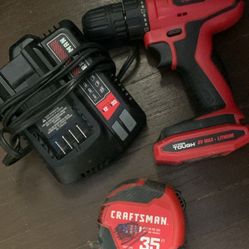 Craftsman Charger, Hyper Tough 8v Drill, Craftsman 35 Ft Tape