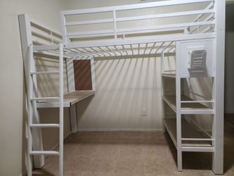 Cama twin con escritorio y librero