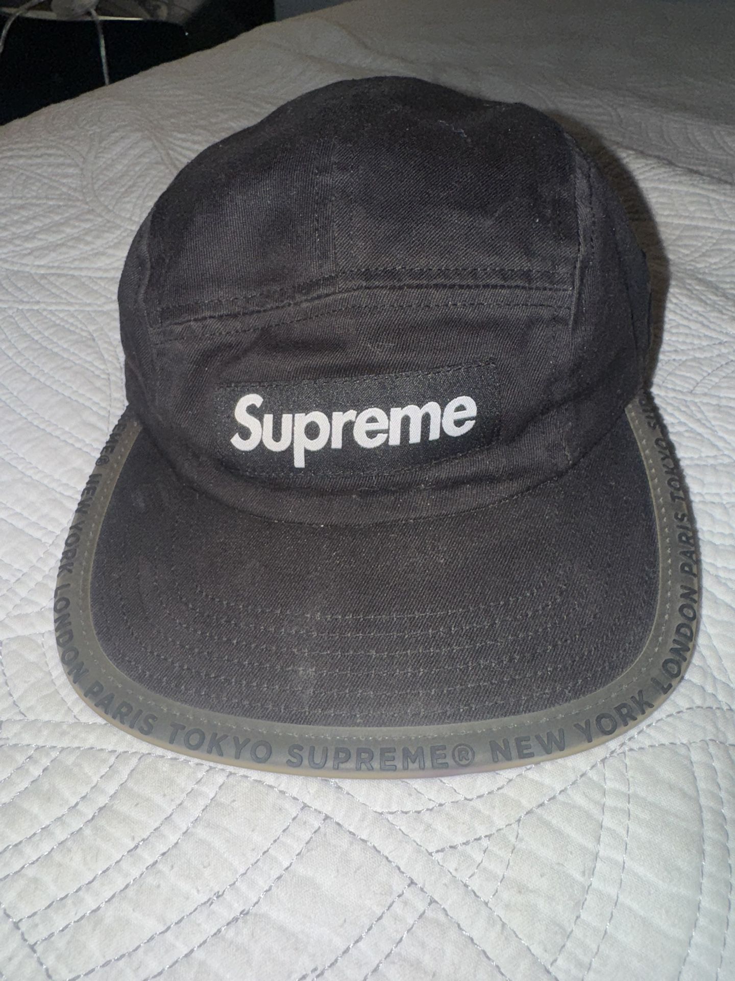 Supreme black 5-panel camp cap