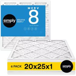 20x25x1 Furnace Air Filters MERV 8 (6-Pack) – AC HVAC Replacement Filters