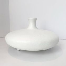 11” Round White Modern Vase