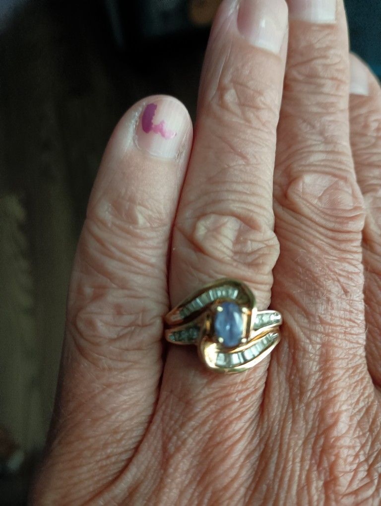 Gold Tanzanite And Diamond Ring