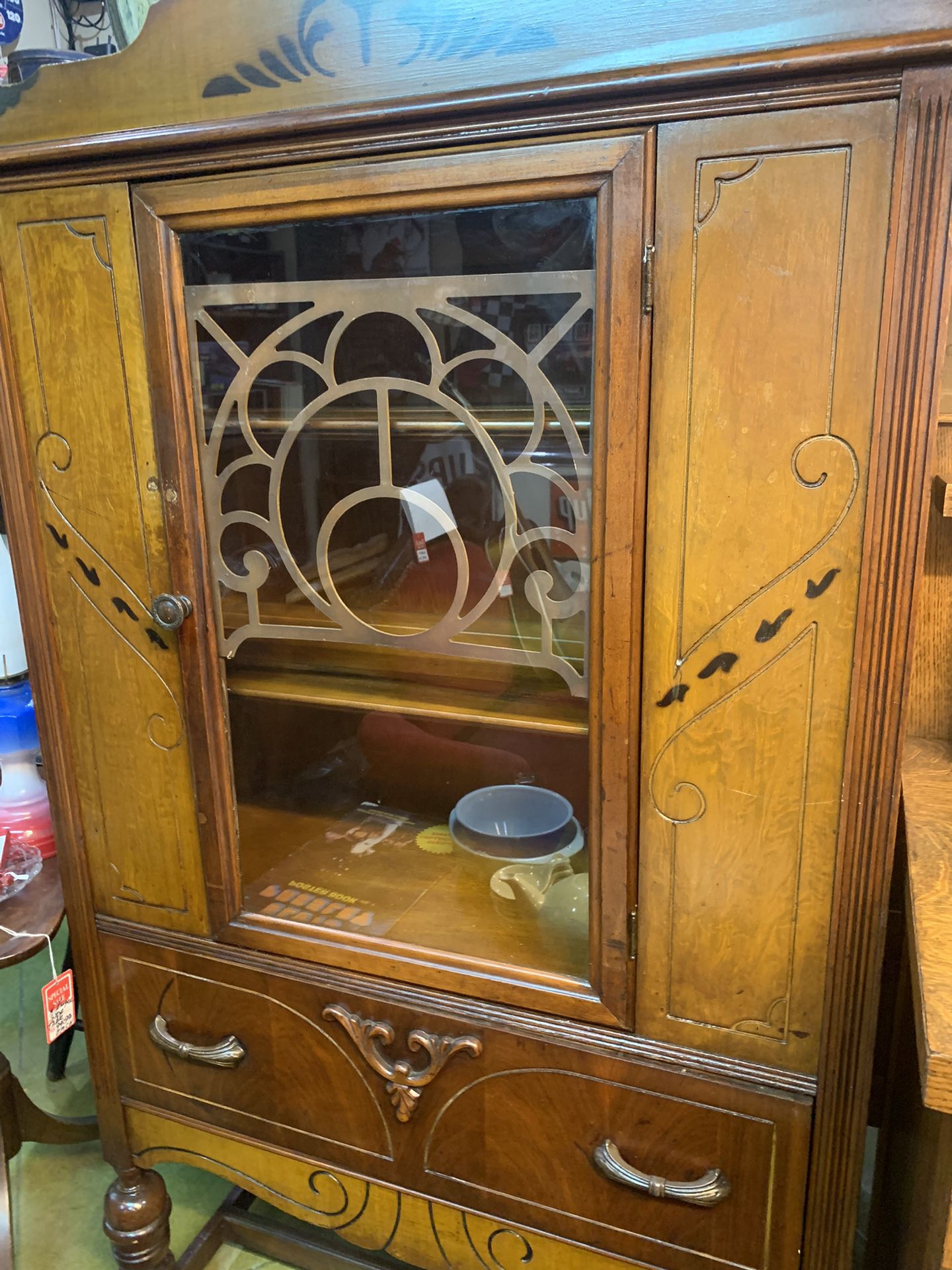 35x15x65 antique China storage display cabinet. 225.00.  Johanna at Antiques and More. Located at 316b Main Street Buda. Antiques vintage retro furnit