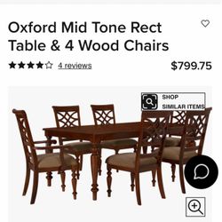 Oxford Mid Tone Rect Wood Dining Set
