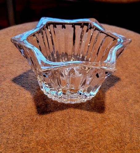 Mikasa Diamond Fire Candle Holder Star Ribbed Crystal Votive 5"