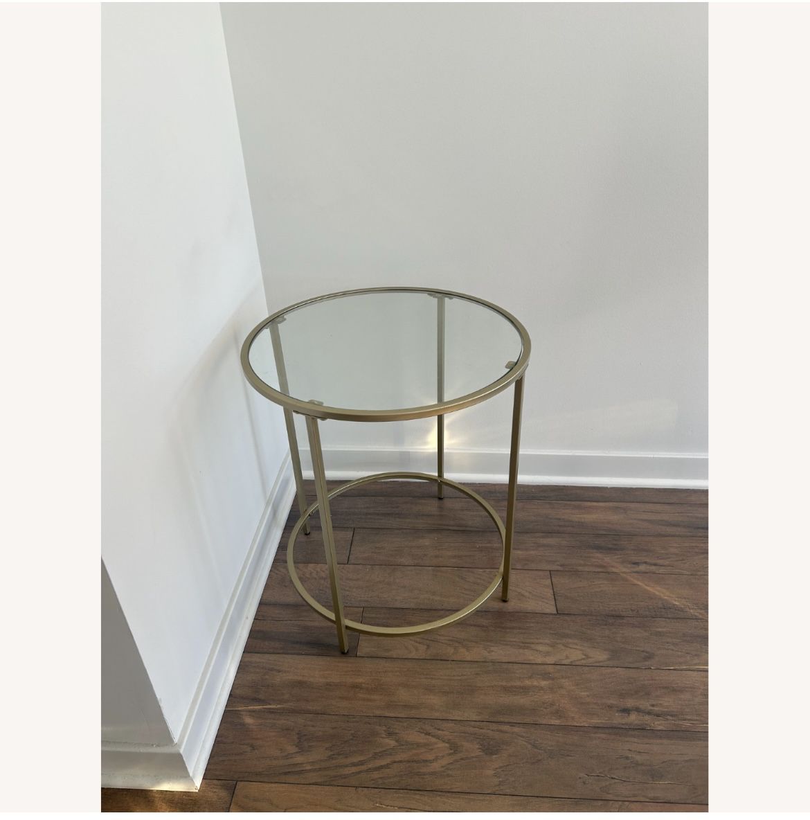Round Side Table Glass End Table With Metal Frame