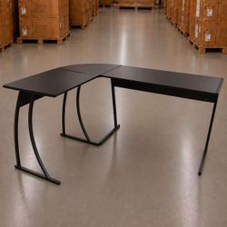 New In Box 58x44x30 Inches Tall Corner L Shape Black Office Computer Desk Table 