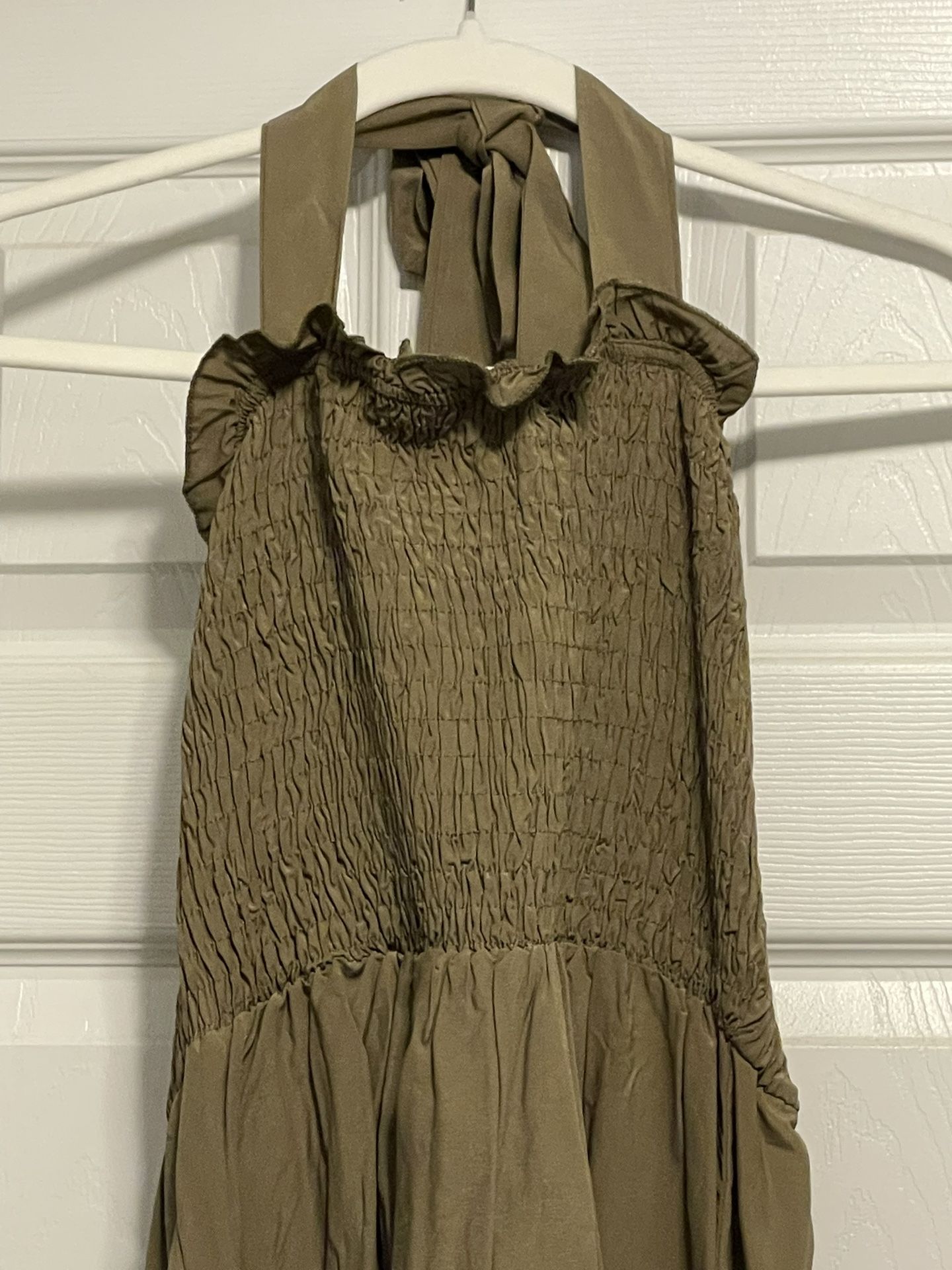 Prettygarden Olive Green Halter Dress