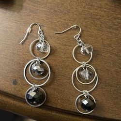 Grey Crystal Drop Earrings