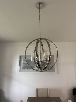 Angelic 3 Light Polish Nickle Modern | Contemporary Glass Globe Chandelier | Hanging Light