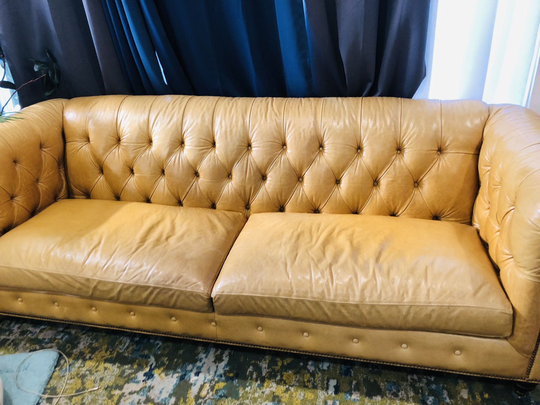 Anthropologie Leather Chesterfield Sofa