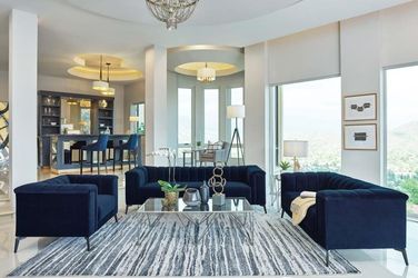 Modern Style Bold Navy Blue Sofa/Sofa Set With Vertical Channel Tufted Back