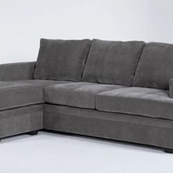 Living Spaces Couch - Bonaterra Charcoal Grey 97" Sofa with Reversible Chaise