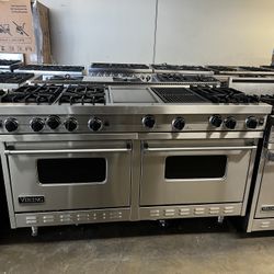 Viking 60”Wide All Gas Range Stove In Stainless Steel With Griddle And Grill 