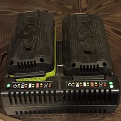 2- 40v  SnowJoe Batteries and Dual Charger