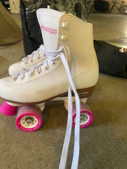 Pink and White Roller Skates