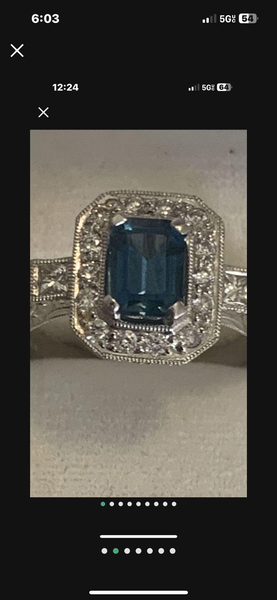 14kt Gorgeous White Gold Diamond Halo London Blue Topaz Ring
