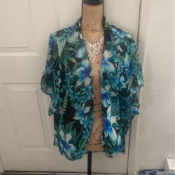 Blue Floral Cardgian