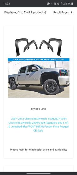 2007 To 2013 Chevy Silverado OE. Fender Flares