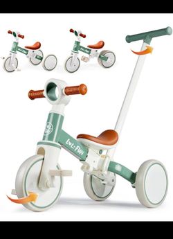 The product is brand new. It has never been used. It has been assembled and is ready for use.  5 in 1 Toddler Tricycles for 1-3 Year Olds Boys Girls T