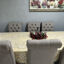 Dinning Table Set 6 Upholstery Gray Chairs Included! $2,000