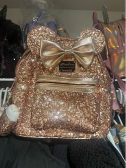 Rose gold sequin Disney loungefly