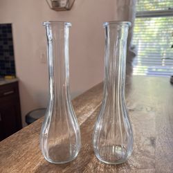 Small Glass Vases For Flowers -Set of 8 (Faux Flowers Can Be Included)