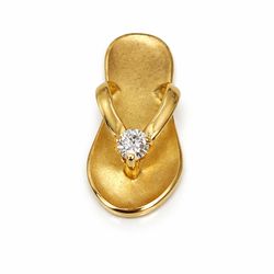 Na Hoku 14K Gold Hawaiian Slipper Pendant Charm – Round Brilliant Diamond