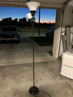 Black Torchiere Floor Lamp with Reading Light