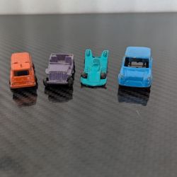 Vintage Small Diecast Car Lot of 4 toy Cars, mini Cars 2" Hong Kong