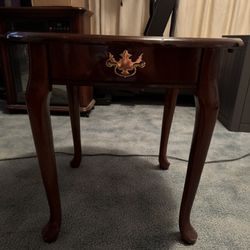 Small Wood Veneer table with false drawer