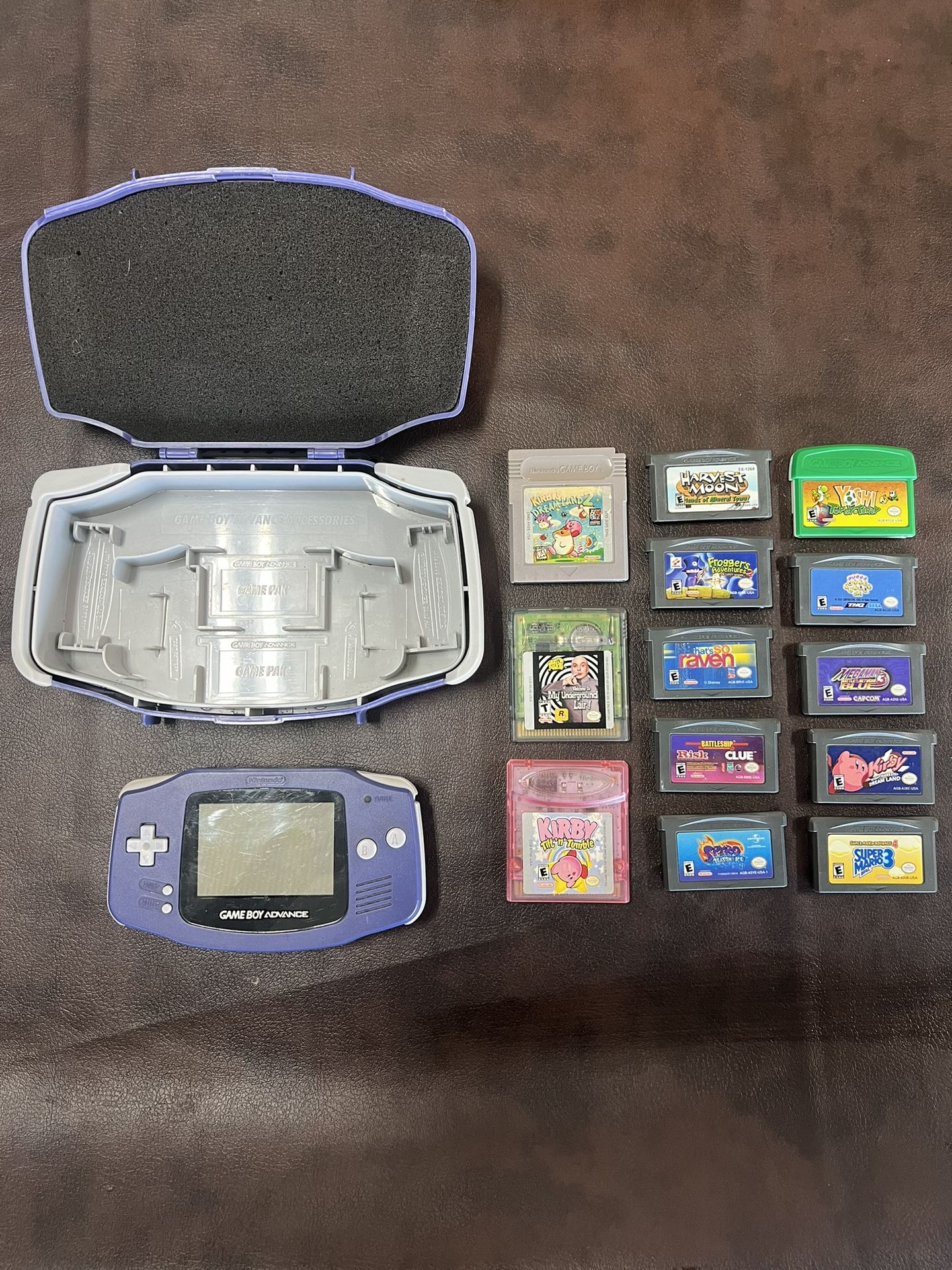 Nintendo Game Boy Advance GBA Indigo Purple (AGB-001 Model!!!) + 13 games + Case