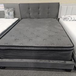 Brand New Dark Gray Linen Full Size Platform Bedframe
