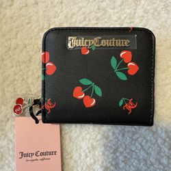 Juicy Couture Cherry Black Small Zip Around Wallet