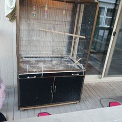 Large Bird Cage With Curtain Cover And Storage Cupboard