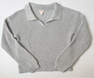 New Cat & Jack Girls XL 14 Gray Knit Sweater