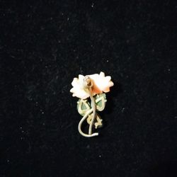 Vintage Nolan Miller Molded Coral Jade Rose Gold Plated Pendant 