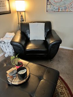 Comfy Black Leather Armchair
