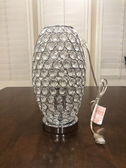 Chrome Elipse Crystal Decorative Curved Accent Uplight Table Lamp