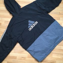 Vintage Mens Adidas Jacket Coat Rare XL Front Tre Foil Big Back Logo Colorblock 3 Stripes