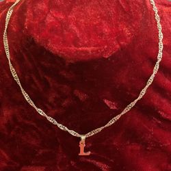 925 NEW SILVER Necklace With  L  Pendant 