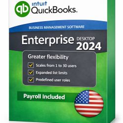 Intuit Quickbooks Desktop Enterprise 2024, Windows, Pc, Desktop, with PayRoll