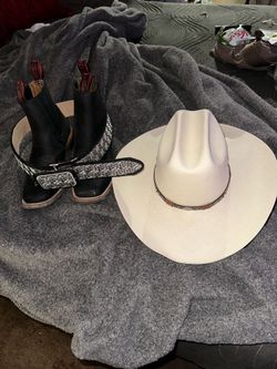 Size 10 boots belt and sterson cowboy hat