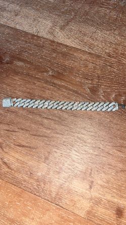 Moisanite Silver Cuban Link Bracelet 