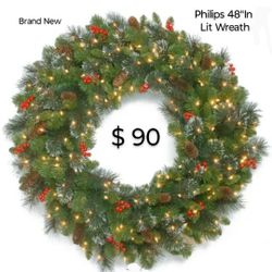 Brand New Phillips 48" In Lut Wreath 100 Warm White Leds Light Indoor / Outdoor 